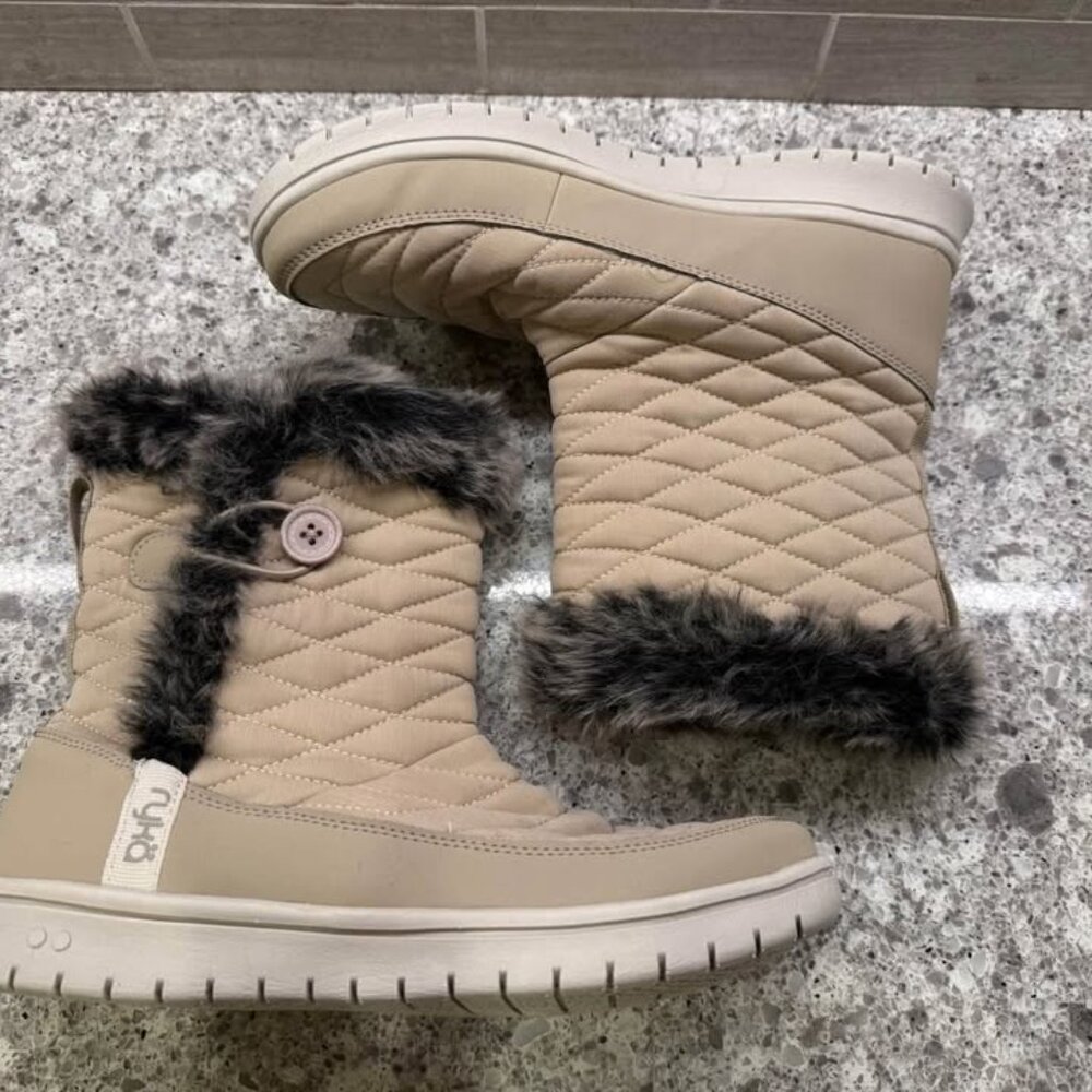 Ryka Women’s Camel Brown Quilted Shiver Ankle Boot with Faux Fur Trim-Size 7 - Picture 6 of 10